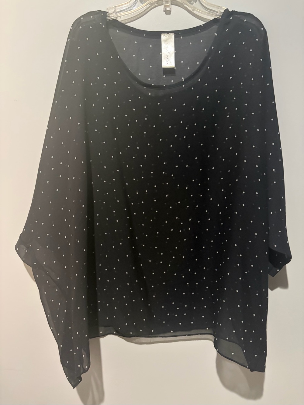 Simply Noelle Black Blouse with White Polka Dots